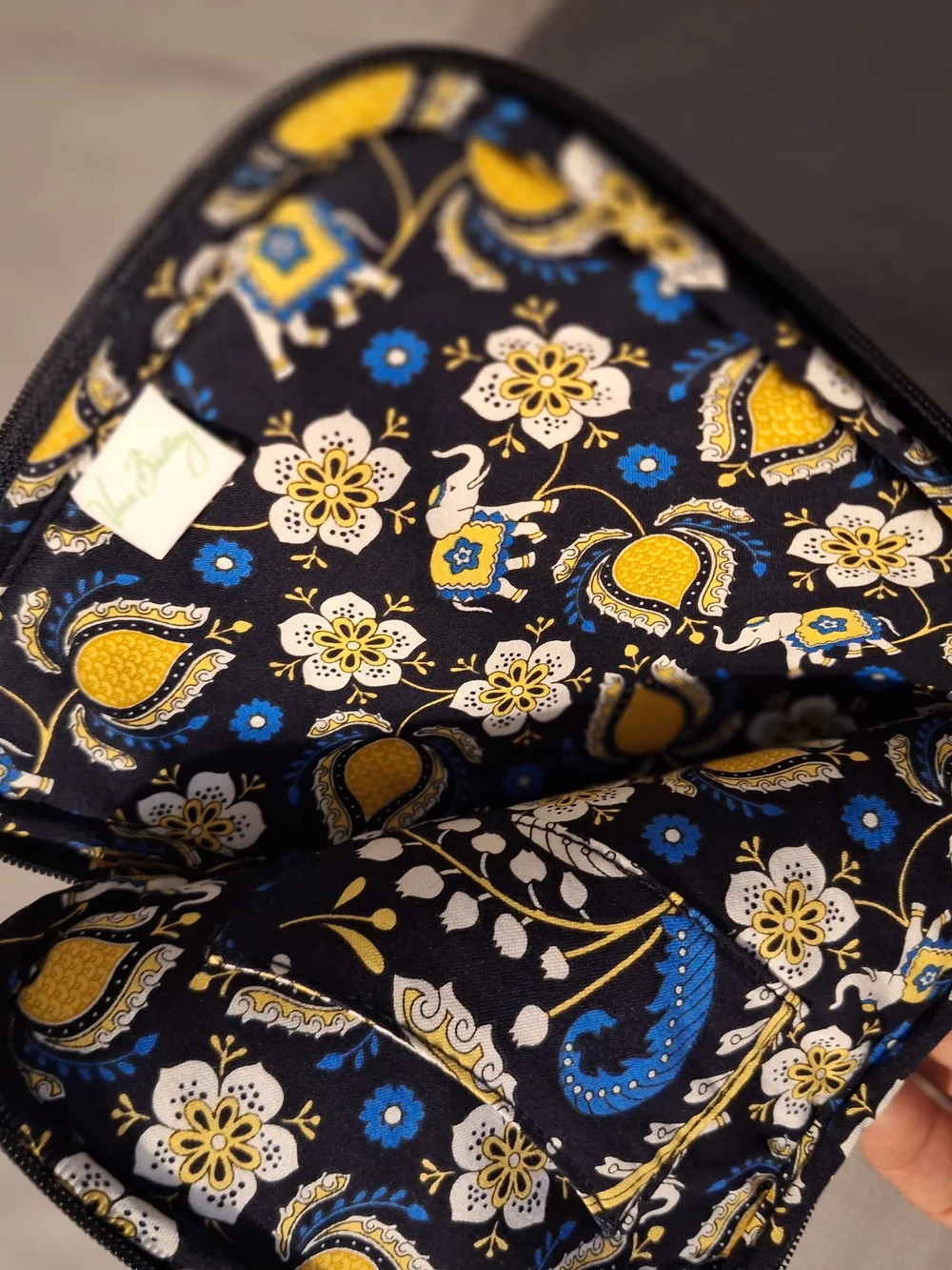 Vera Bradley Black, Yellow & Blue Quilted Cosmetic Case